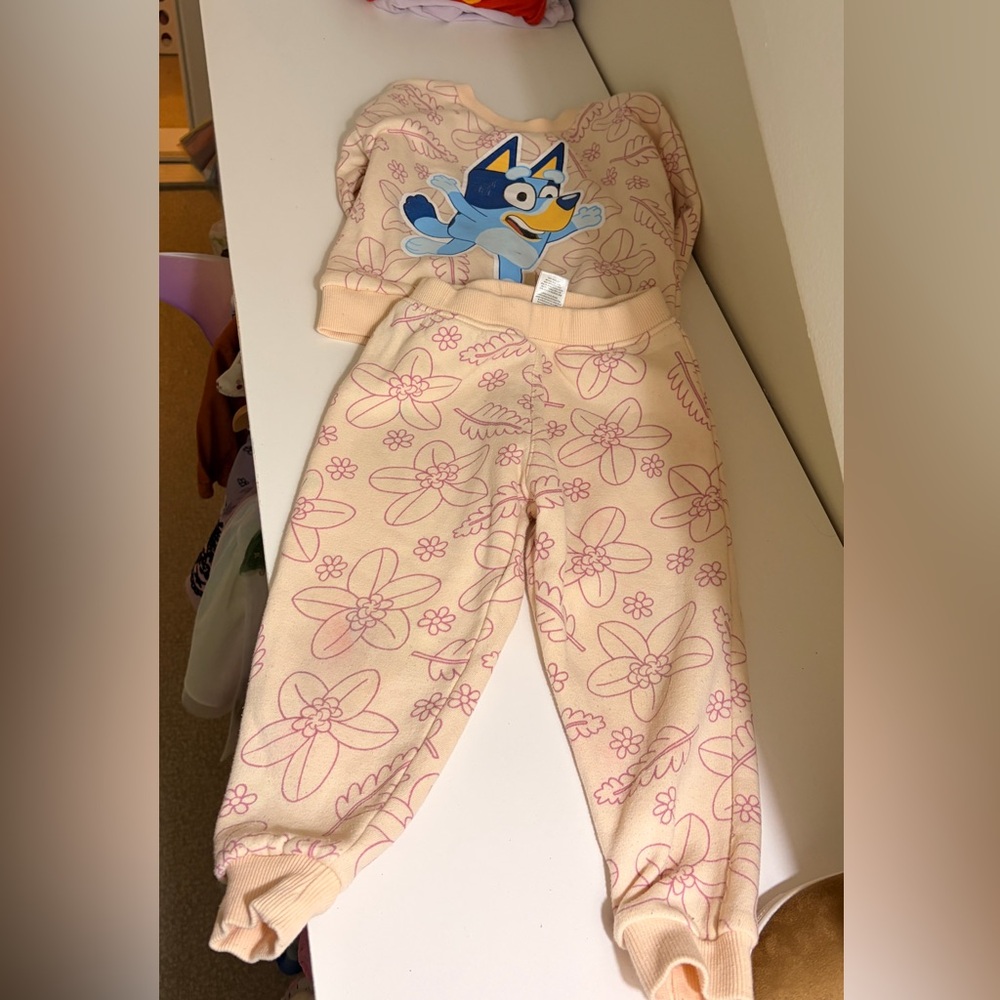 Bluey Kids' Sweatsuit with Floral Design